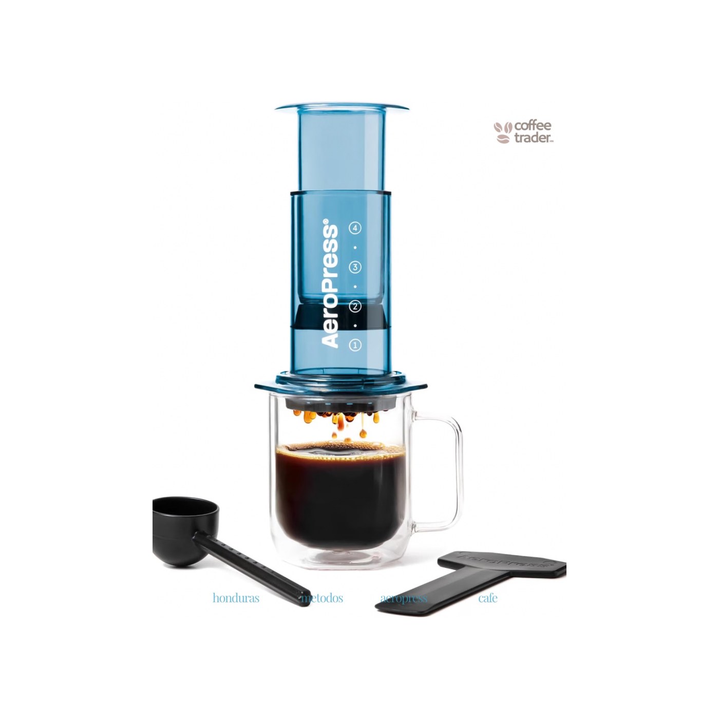 AeroPress Transparente – Azul, Método