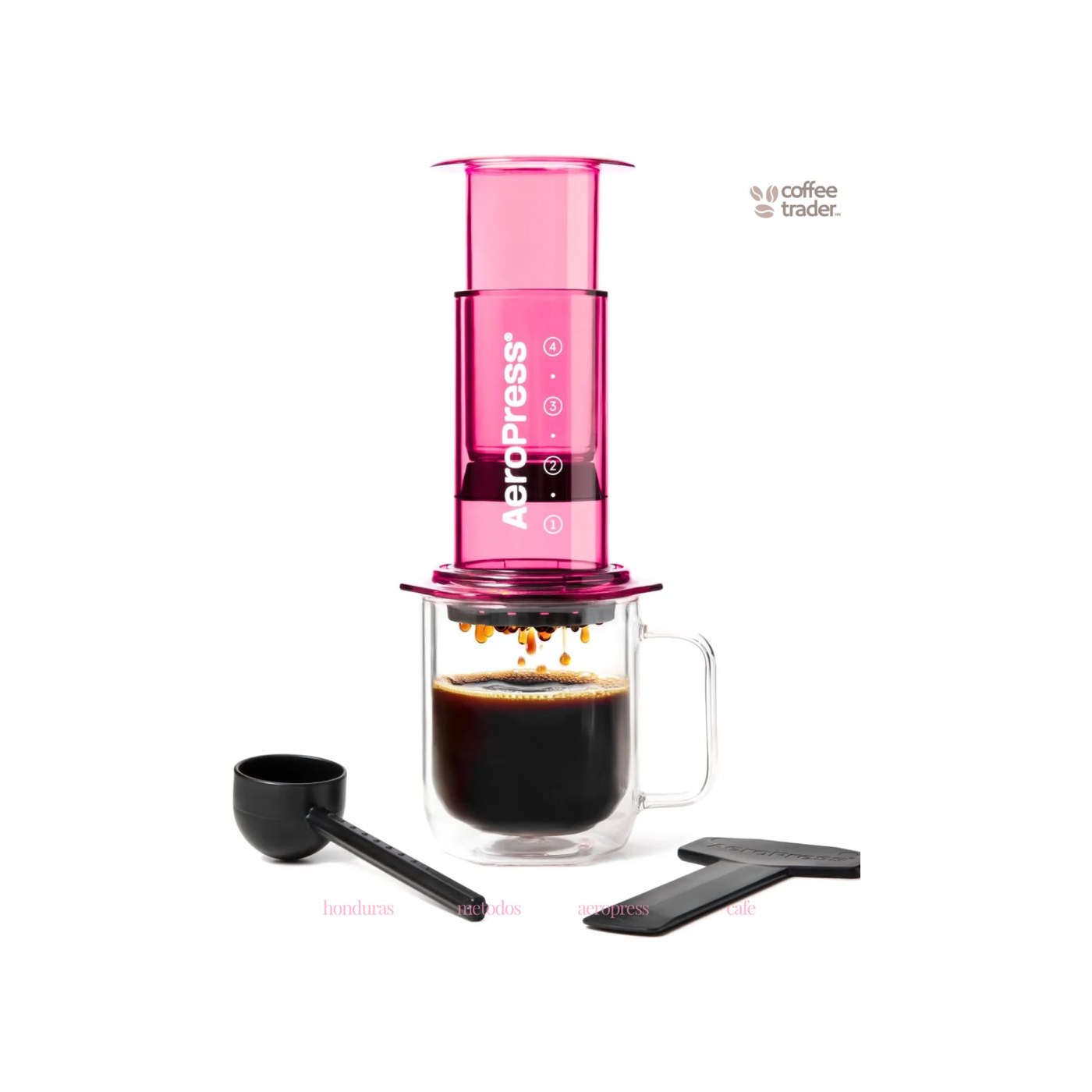 AeroPress Transparente – Rosa, Método