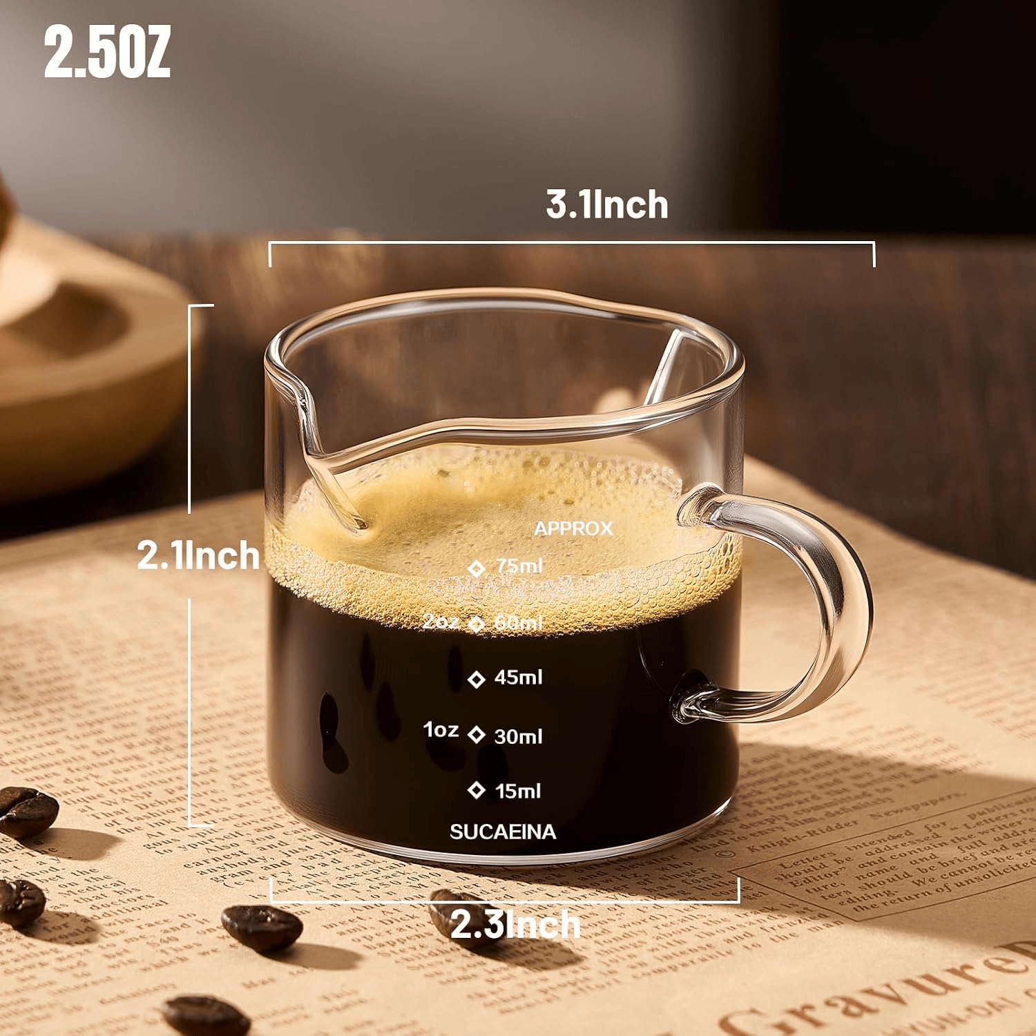 Set Vasos de Espresso Gegewawa 2.5oz, Espresso Tools
